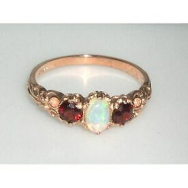 【送料無料】ネックレス　solid 9ct rose gold fiery opal garnet threestone ringsolid 9ct rose gold fiery opal garnet three stone ring