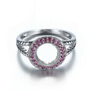 �y���������z�l�b�N���X�@10k�z���C�g�S�[���hsemipave2ct���r�[fineringbrilliant 10k white gold round semi mount pave2ct rubies women elegant finering