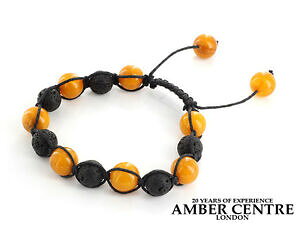 �y���������z�l�b�N���X�@w072rrp495�h�C�c�o�^�[�X�R�b�`german antique butterscotch amber bracelet with volcanic lava beads w072rrp495
