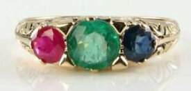 【送料無料】ネックレス　kゴールドアールデコインルビーエメラルドサファイアトリロジーリングフリーサイズdivine 9ct 9k gold art deco ins ruby emerald sapphire trilogy ring free size 999