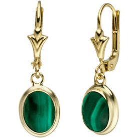 【送料無料】ネックレス　マラカイトグリーン585イェローゴールドイアリングboutonsイアリングearrings boutons earrings with malachite green oval, 585 gold yellow gold