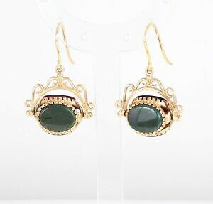 yzlbNX@V}mEBe[W9cty_gCAOvintage 9ct gold pendant drop earrings spinning fob carnelian, bloodstone ,onyx