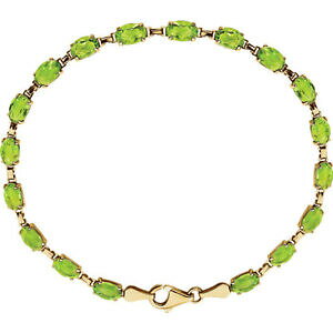 �y���������z�l�b�N���X�@�y���h�b�gk�C�G���[�S�[���h�u���X���b�ggenuine oval peridot 725 bracelet in 14k yellow gold
