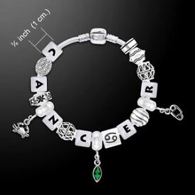 【送料無料】ネックレス　ビードスターリングシルバーブレスレットエメラルドガラスcancer astrology bead 925 sterling silver bracelet emerald glass gem