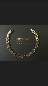 �y���������z�l�b�N���X�@�u���X���b�g�C�G���[�S�[���h�O�����C���` hand made bracelet 9ct yellow gold , weight 9,6 grams 75 inches