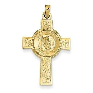 yzlbNX@CG[S[hZgNXgt@[RCfUCNX`[y_g14k yellow gold saint christopher coin design cross charm pendant communion gift