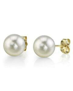 �y���������z�l�b�N���X�@�A�R��k�S�[���h�X�^�b�h�C�������O8085mm white akoya cultured pearl stud earrings in 18k gold aa quality
