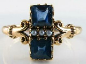 【送料無料】ネックレス　9k9ct gold blue sapphire pearl art deco insdainty ring free resize9k 9ct gold blue sapphire pearl art deco ins dainty rin