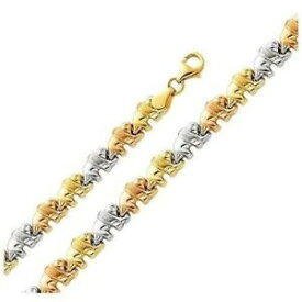 【送料無料】ネックレス　ソリッドカラーゴールドエレファントブレスレット14k solid tricolor gold fancy elephant stampato womens bracelet