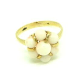 【送料無料】ネックレス　gold ring solid 18 ct with pearls coralpink 60s made in italygold ring solid 18 ct with pearls coral pink 60s made in ital