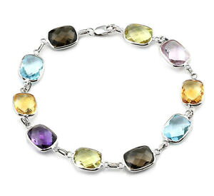 yzlbNX@kzCgS[huXbgNbVJbgC`14k white gold bracelet with multicolored cushion cut gemstones 75 inches