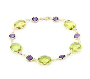 yzlbNX@14kCF[S[hAWXggp[Y75C`14k yellow gold amethyst and lemon topaz gemstone bracelet 75 inches