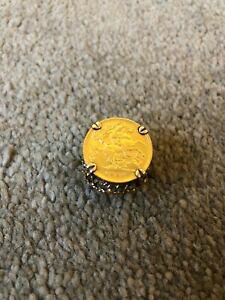�y���������z�l�b�N���X�@�}�E���g�T�C�Y�����O listinghalf sovereign 1906 22ct ring in 9ct mount size o
