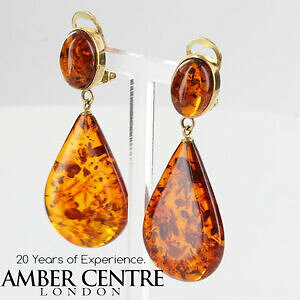 �y���������z�l�b�N���X�@�C�^���A�h�C�c�o���g�S�[���h�C�������Oitalian made german baltic amber clip earrings in 9ct gold gcl0005a rrp600