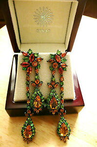 yzlbNX@IWTt@CAK[lbgVo[fUCi[OhbvCOyellow orange sapphire amp; green garnet 925 silver designer long drop earrings