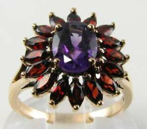 yzlbNX@rbOkS[hAWXgK[lbgA[fRCNX^Ot[TCYbig 9ct 9k gold amethyst garnet starburst art deco ins cluster ring free resize