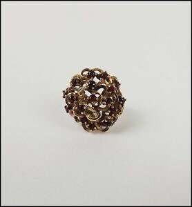 �y���������z�l�b�N���X�@9ct�N���X�^�����O�T�C�Yk59ct yellow gold garnet cluster ring uk size k us 5