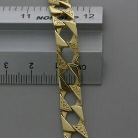 【送料無料】ネックレス　ゴールドテクスチャードブレスレット9ct gold textured childs curb bracelet 6 8mm 10g hallmarked rrp 410 {b2_6}