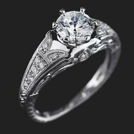 【送料無料】ネックレス　アンティークラウンドホワイトゴールド125 ct antique moissanite round cut engagement wedding ring in 9k white gold