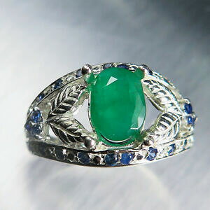 yzlbNX@UrAGhTt@CAX^[OVo[115cts natural zambian emeralds amp;sapphires sterling 925 silver engagement ring
