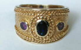 【送料無料】ネックレス　ビザンチンサファイアアメジストリンググラムサイズbeautiful hallmarked 9ct byzantine sapphire amethyst ring 68 grammes size o