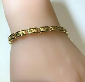 【送料無料】ネックレス　ゴールドブレスレットキーbeautiful 9ct gold articulated bracelet grecian key design 95grams