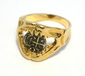 �y���������z�l�b�N���X�@�A�g�[�`���R�C�������O�V���[�N�W���[�����Y���f�B�[�X���b�Latocha coin ring shark jaws mens ladies 14k gold sunken treasure jewelry