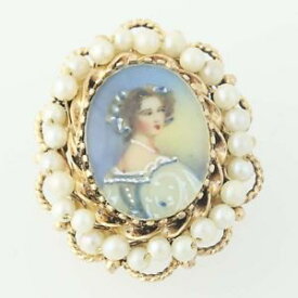 【送料無料】ネックレス　ブローチkゴールドアクセントペンダントconvertible portrait brooch 14k gold pearls handpainted accents pendant