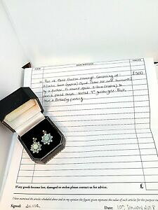 �y���������z�l�b�N���X�@�I�p�[���N���X�^�C�������O�S�[���hopal cluster earrings 16 stone each 9ct goldjewllers valuation 500 stunning