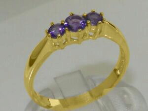 yzlbNX@\bhCG[S[hAWXgOTCYsolid 14ct yellow gold natural amethyst womens trilogy ring sizes j to z