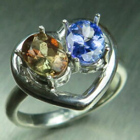 【送料無料】ネックレス　タンザナイトシルバーkkゴールドエンゲージメントハートリングnatural andalusite amp; tanzanite 925 silver 9ct 14k 18k gold engagement heart ring