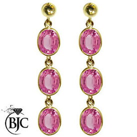 【送料無料】ネックレス　イエローゴールドピンクトパーズオーバルトリプルスタッドイヤリングドロップbjc 9ct yellow gold natural pink topaz oval triple drop dangling studs earrings