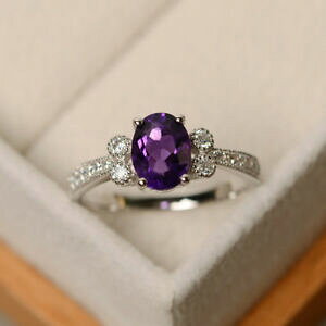 yzlbNX@JbgAWXgO\bhzCgS[hOTCYoval cut amethyst 165ct gemstone rings solid 14kt white gold ring size h m n l