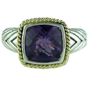 yzlbNX@JfS[hX^[OVo[AWXgNbVOandrea candela 18k gold amp; sterling silver amethyst cushion 10mm ring acr85am