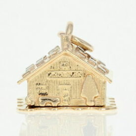 【送料無料】ネックレス　ログキャビンkゴールドエナメルlog cabin charm 18k gold honeymoon mountain travel souvenir enamel opens