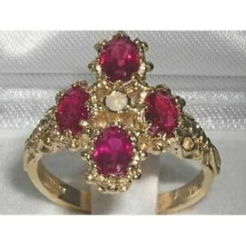 【送料無料】ネックレス　ビクトリアソリッドゴールドルビーオパールリングheavy weight victorian design solid 9ct gold natural ruby amp; fiery opal ring