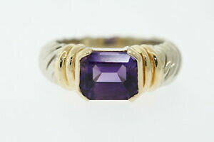 yzlbNX@g[S[hAWXgGhJbgOTCY14k two tone gold 20ct emerald cut amethyst ring size 6