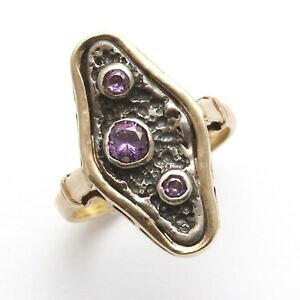 �y���������z�l�b�N���X�@���B���e�[�W14k�A���W�X�g�z���C�g�S�[���hvintage 14k purple amethyst modernist ring yellow white gold bezel estate