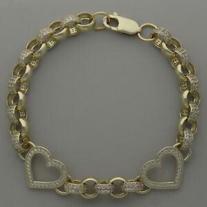 ネックレス　ゴールドダブルハートベルチャーブレスレットインチhallmarked 9ct gold double heart belcher bracelet 75mm  11g  inches th2