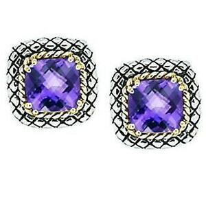 yzlbNX@JfkS[hX^[OAWXgNbVP[uX^bhCOandrea candela 18k gold sterling amethyst cushion 7mm cable stud earring ace41a