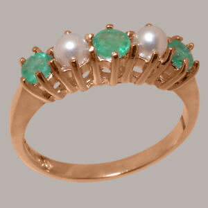 yzlbNX@[YS[hGhOTCY14ct rose gold natural emerald amp; full pearl womens eternity ring sizes j to z