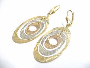 【送料無料】ネックレス イヤリングｋｔカラーgold earrings 18kt hanging ovals three colorsのサムネイル