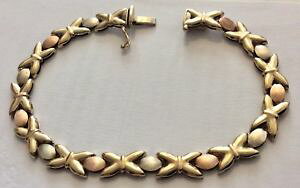 �y���������z�l�b�N���X�@���B���e�[�W9ct 33stunning ladies stamped vintage 9ct three colour gold bracelet 3 coloured