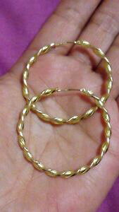 yzlbNX@\bhCG[S[hEhcCXg`[uNI[t[vCOxlarge 9ct solid yellow gold round 47mm twist tube creole hoop earrings in box*