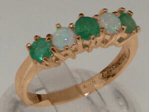 yzlbNX@[YS[hGhIp[OTCY14ct rose gold natural emerald amp; opal womens eternity ring sizes j to z