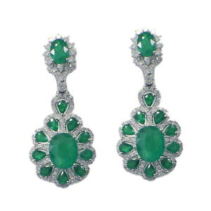 yzlbNX@precious gemstones natural emerald oval long earrings with925sterlingprecious gemstones natural emerald oval long earrings