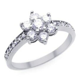 【送料無料】ネックレス　14ct05ctw czクラスタホワイトゴールド14 ct engagement ring 05ctw cz cluster white gold ring