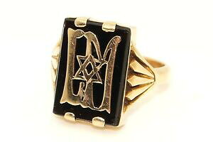 �y���������z�l�b�N���X�@�A���e�B�[�N�r�N�g���Akt�S�[���h�I�j�L�X�S�[���h�����O�T�C�Yantique victorian 14kt gold onyx and gold lm initial mourning ring, size s