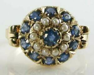yzlbNX@kS[hTt@CAp[eBAre[WCNX^[t[TCY9ct 9k gold sapphire pearl 3 tier vintage ins cluster large ring free resize