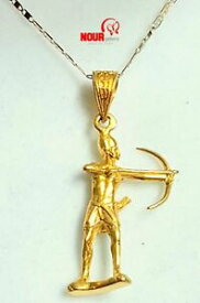 【送料無料】ネックレス　エジプトハンドメイドファラオアーチャーkイエローゴールドペンダントegyptian handmade pharaoh ancient archer hallmark 18k yellow gold pendant 145